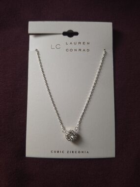 LC Lauren Conrad Silver Cubic Zirconia Halo Pendant Necklace